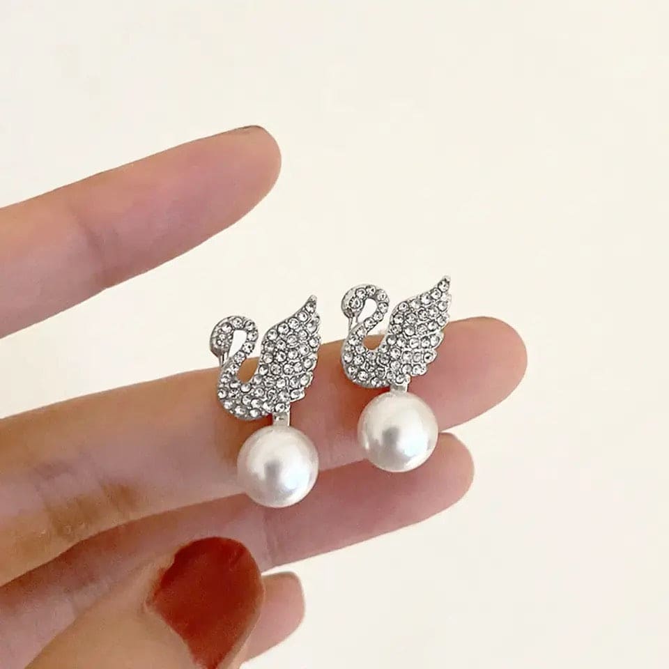 Pearl Swan Earrings, Sweet Iconic Swan Earrings, Diamond Swan Pearl Earrings, Fashion Small Versatile Earrings, Women Stud Earrings, Imitation Pearl Dangle Earring, Noble Sparkling Crystal Swan Earrings For Women Pearl Swan Earrings, Sweet Iconic Swan Earrings, Diamond Swan Pearl Earrings, Fashion Small Versatile Earrings, Women Stud Earrings, Imitation Pearl Dangle Earring, Noble Sparkling Crystal Swan Earrings For Women
